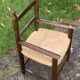 Small wooden and vintage straw children's chair Varnished wood and woven straw