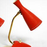 Paire de lampes de table Diabolo en forme de patte de corbeau rouges de style Mid Century Modern de Cosack.