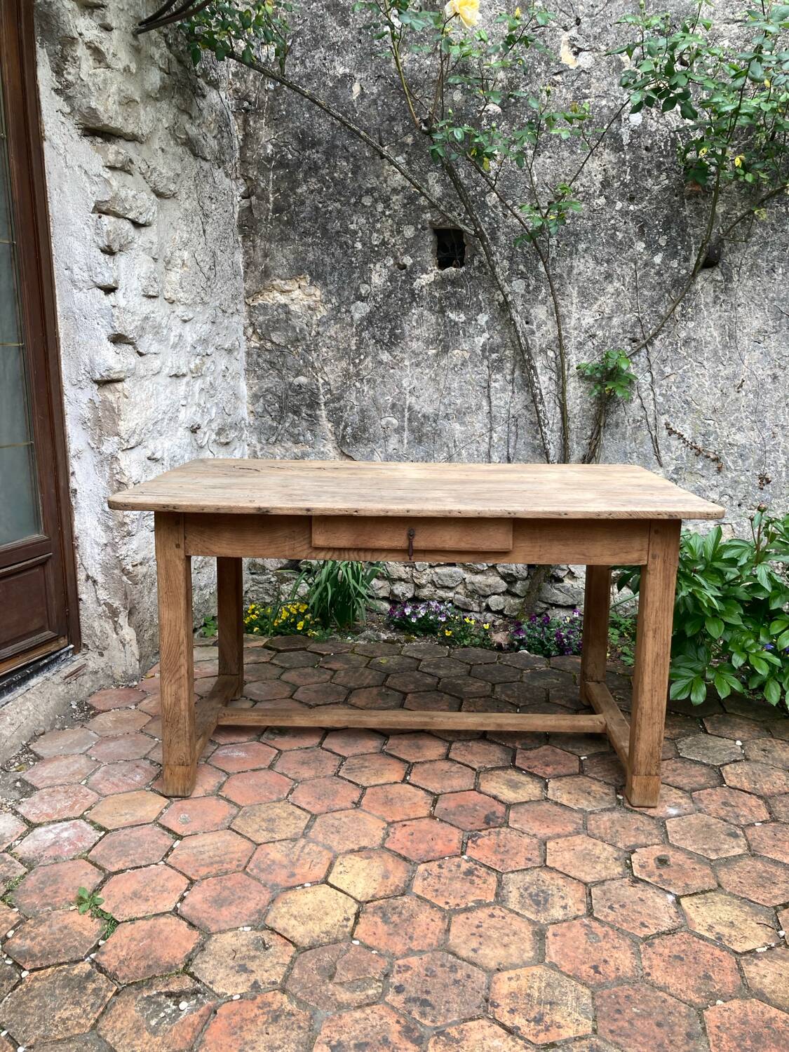 Old farmhouse table made of solid wood