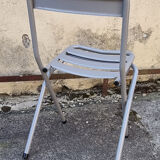 Table Tolix, industrial design, and its 3 folding chairs, designed by Xavier Pauchard