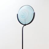 Floor lamp in metal and sandblasted glass disc