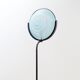 Floor lamp in metal and sandblasted glass disc