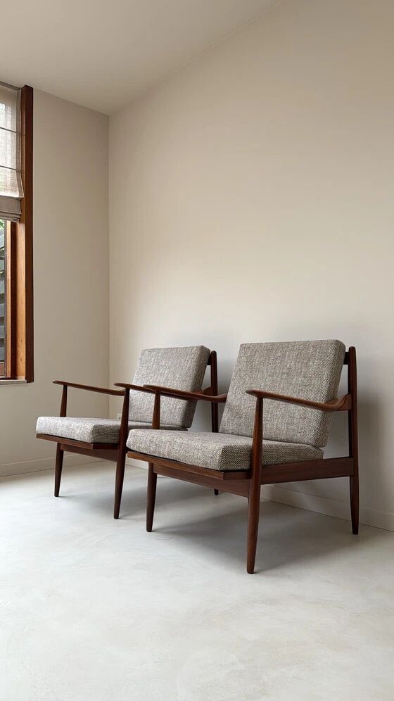Two Vintage Danish Teak Wooden Armchairs