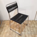 Pair of spaghetti chairs stainless steel and black scoubidou Giondomenico Belotti