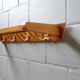 Wall coat rack with hat shelf made of wood and cords, Mid Century coat rack