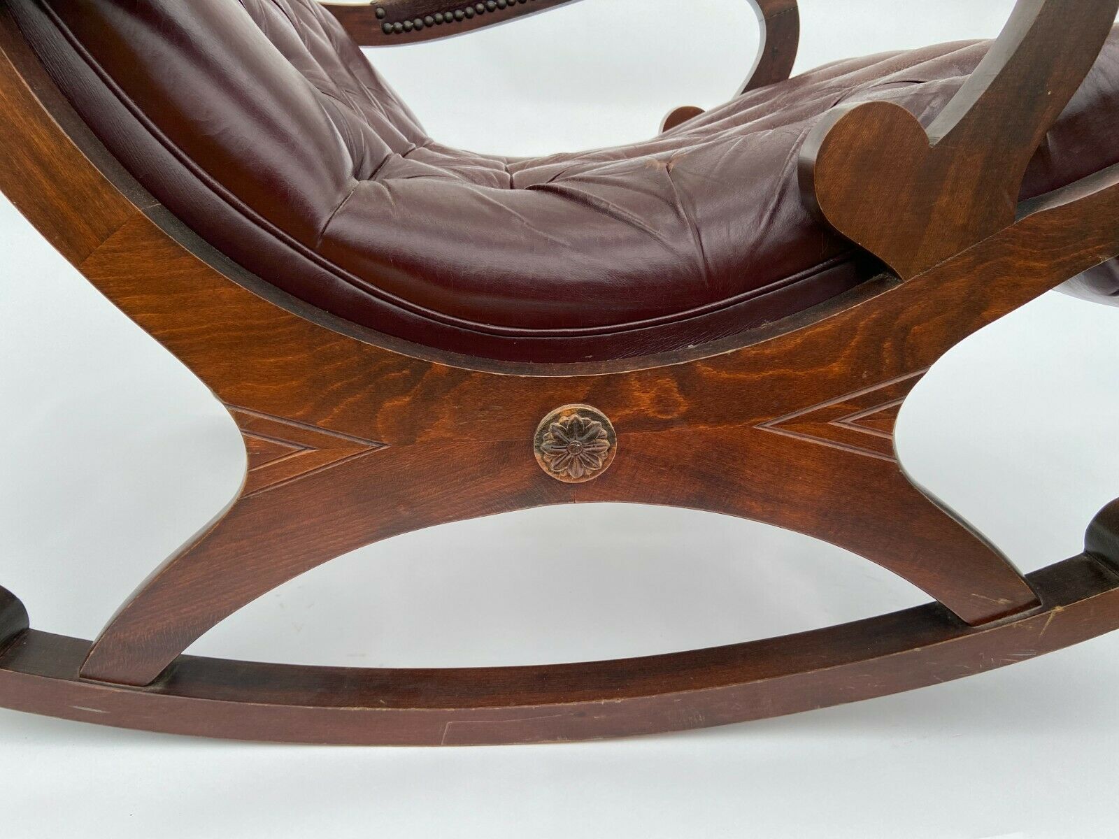 English 1960 english brown leather rocking chair