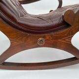 English 1960 english brown leather rocking chair