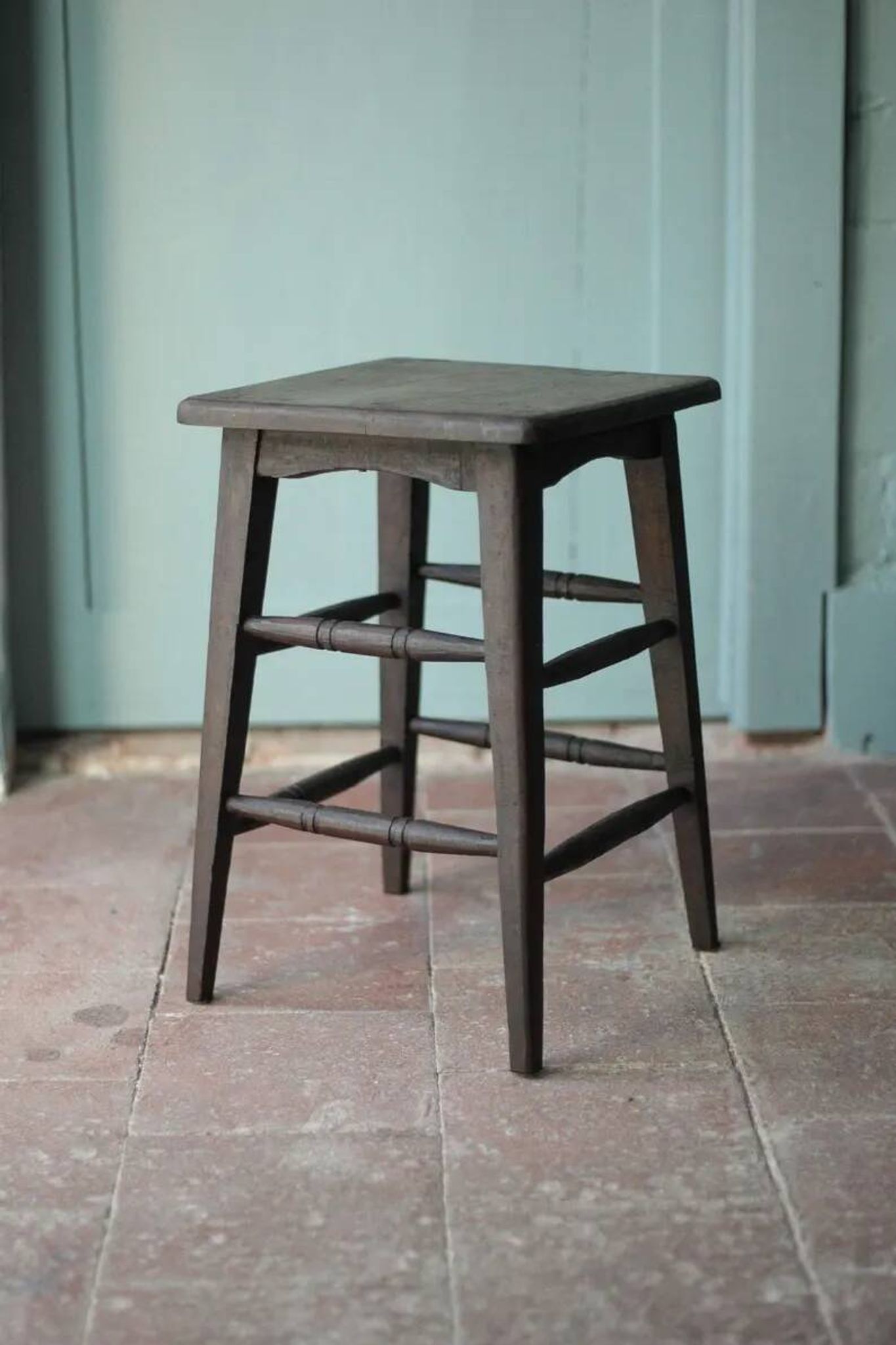 Vintage French stool from the 1940s, wooden stool, extra seat, stool.