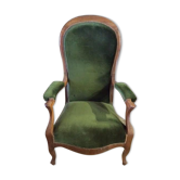 Voltaire avec assise en velours vert