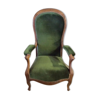 Voltaire avec assise en velours vert