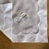 4 serviettes mousseline blanche brodées