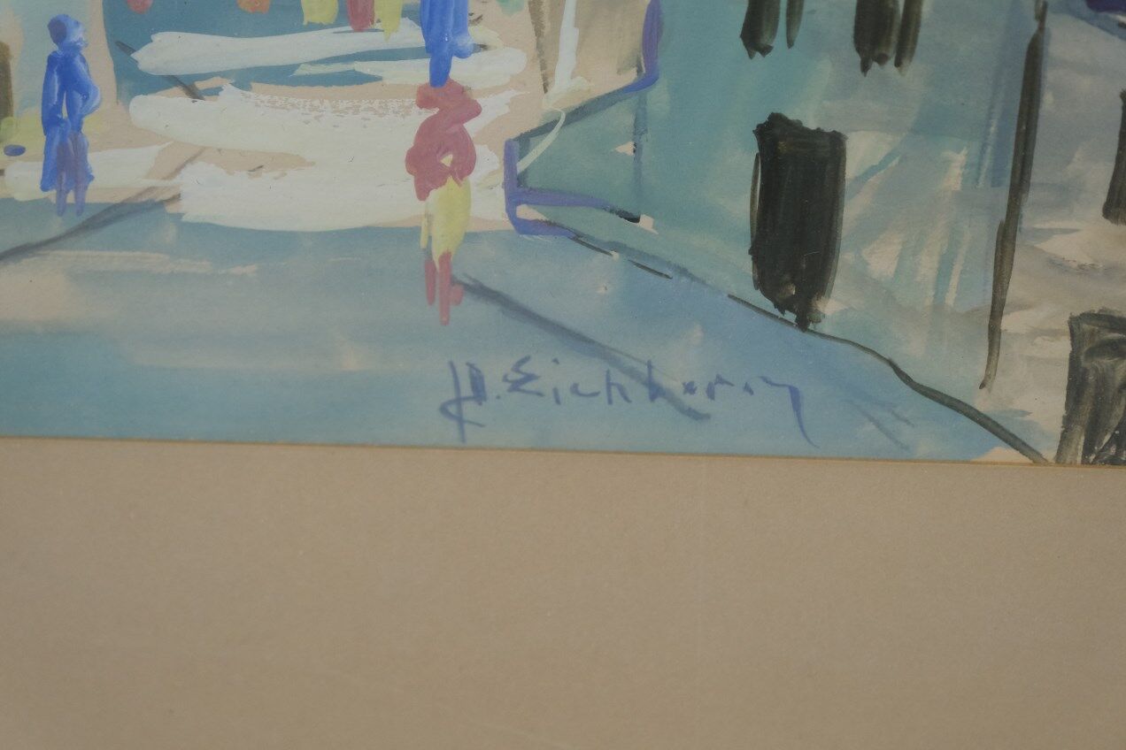 Jack Eichborn, Swedish Modern Cityscape, 1960s, Watercolor.