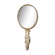 former silver bronze hand mirror - porcelain Limoges flower decoration