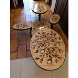 Georges Pelletier Vallauris La Roue Magnolias Vintage Coffee Table
