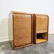 Industrial oak tambour cabinet from the 1930s, portable shape.