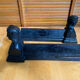 Pair of fireplace chenets raphaël man's head black cast iron vintage #e236