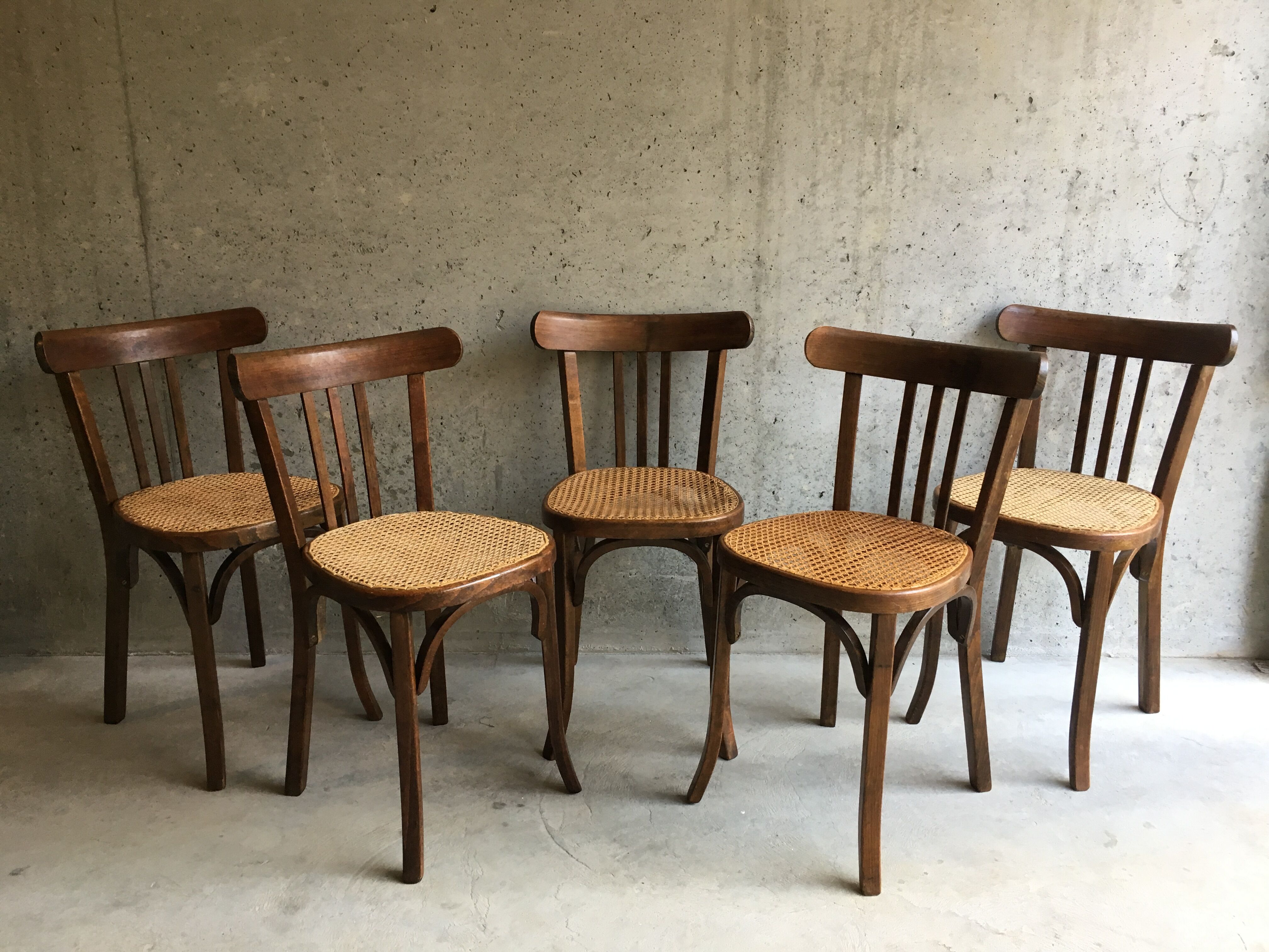 Set of 5 canned Baumann chairs