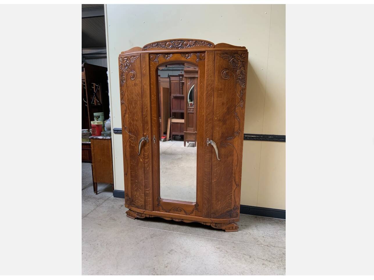 Armoire en chêne massif, Wäscheschrank - Art Deco