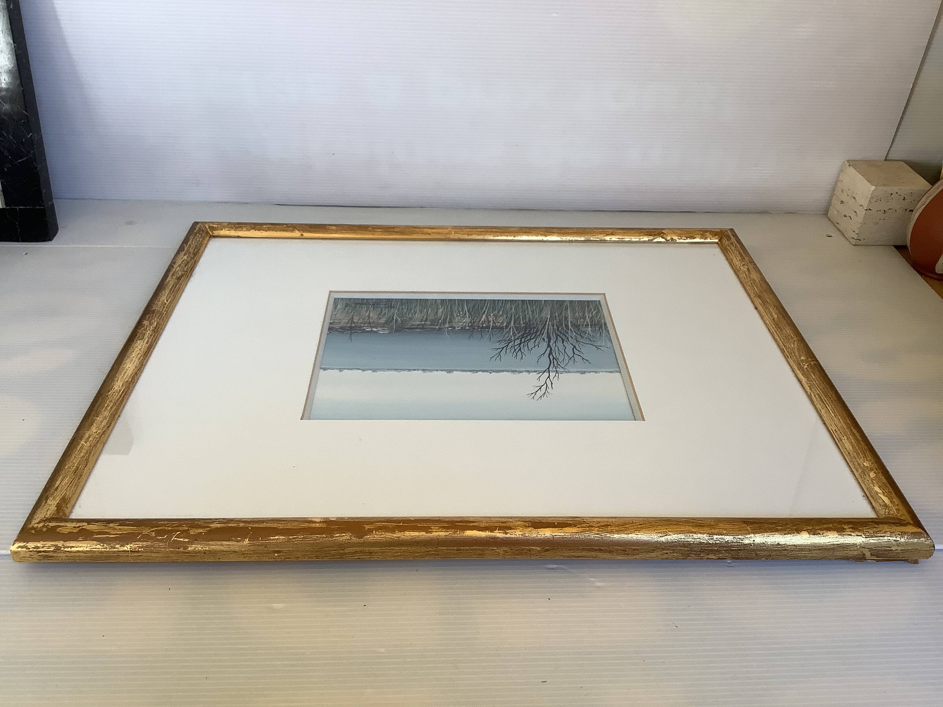 Tableau encadré la Camargue signé Michel Tombereau