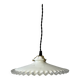 Vintage opaline glass pendant light with scalloped edges, 24 cm