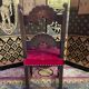 Suite of 8 Louis XIII style chairs oak and red velvet