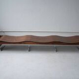 Banc Onda Vintage avec Porte-Revues par Jorge Zalszupin pour Atelier Moveis, 1950s