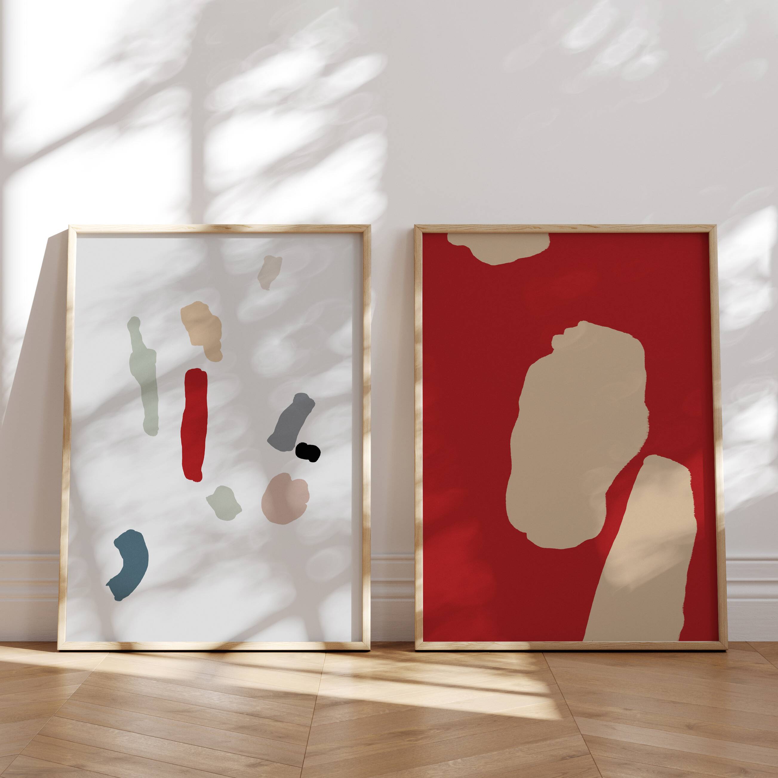 Pair of giclee prints, abstract wall art set of two, A3