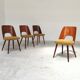 Set of 4 TON 515 / 2 chairs by Oswald Haerdtl (Thonet) wood and mustard fabric