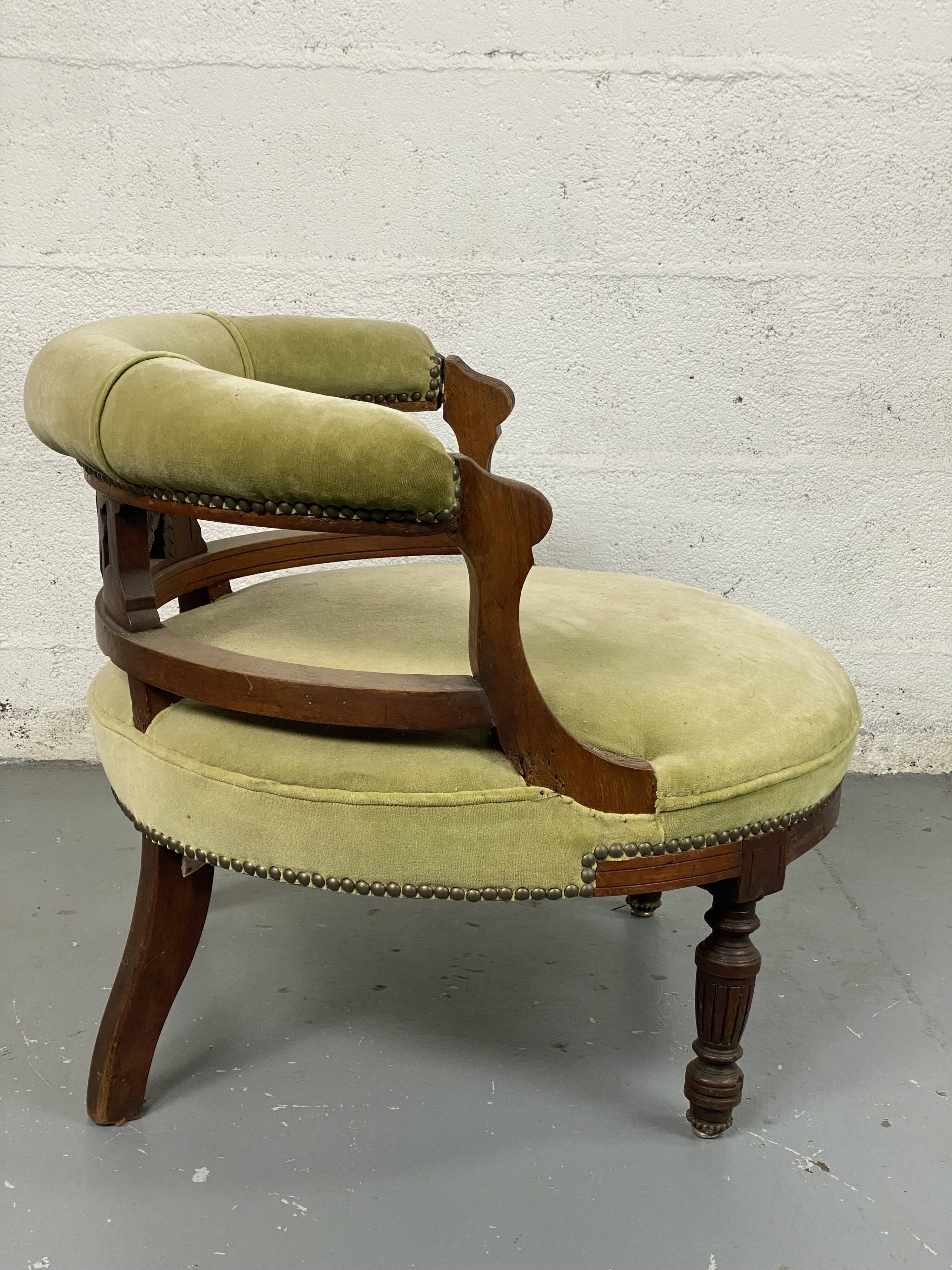 Fauteuil empire velours vert ancien