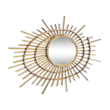 Asymmetrical rattan mirror