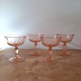 Pink glass champagne cups
