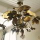 Chandelier, 10 light lights, water lily, brass