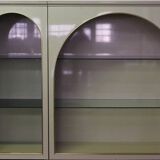 Showcases in lacquered wood, glass and brass  1970s, set of 4
