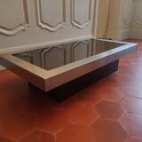 Coffee table in aluminum and smoked glass, 1970