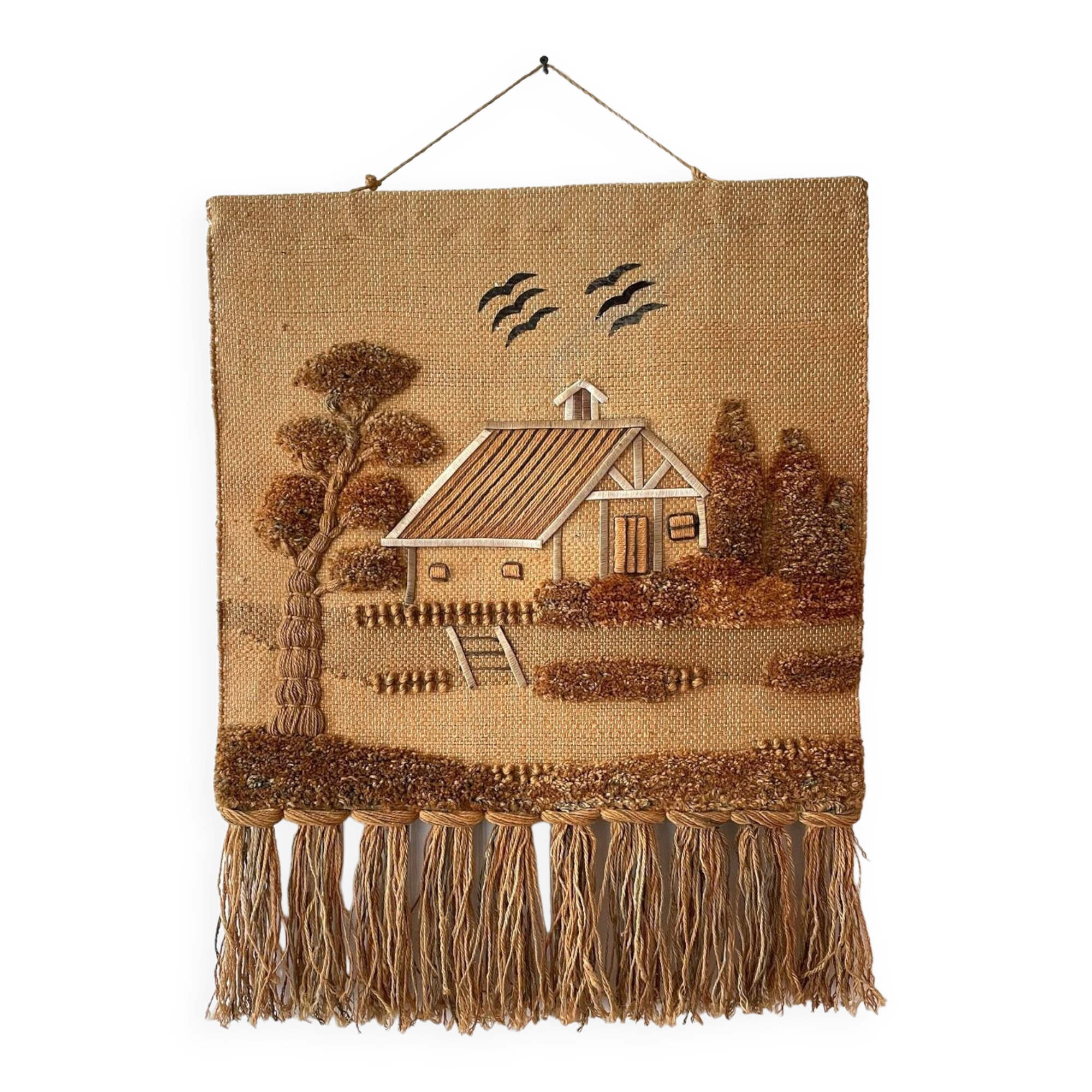 Decorative jute tapestry from the 1970s