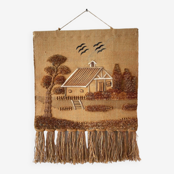 Decorative jute tapestry from the 1970s