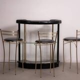 Martin Spain glass dry bar with Cidue bar stools