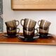 Set of 6 Vereco vintage 70 smoked glass cups