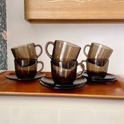 Set of 6 Vereco vintage 70 smoked glass cups