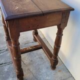 Antique 1900s Solid Oak Rustic Farmhouse Console Side Table