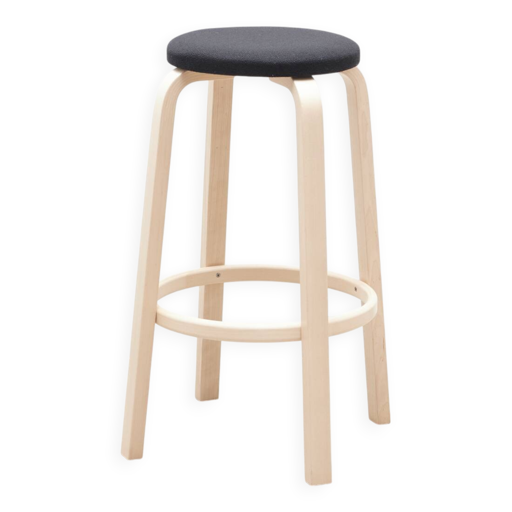 Alvar Aalto 64 stool in black and birch for Artek