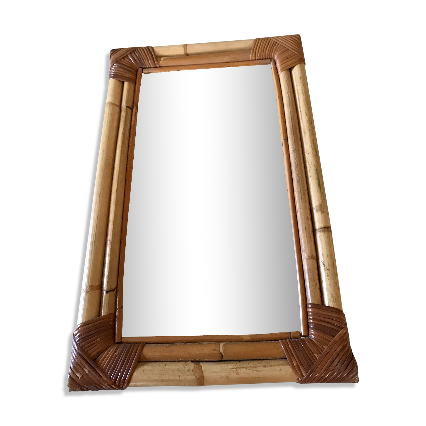 Mirror in rattan and bamboo 56X34