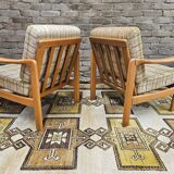 Pair of vintage scandinavian armchairs 1970 scottish fabric
