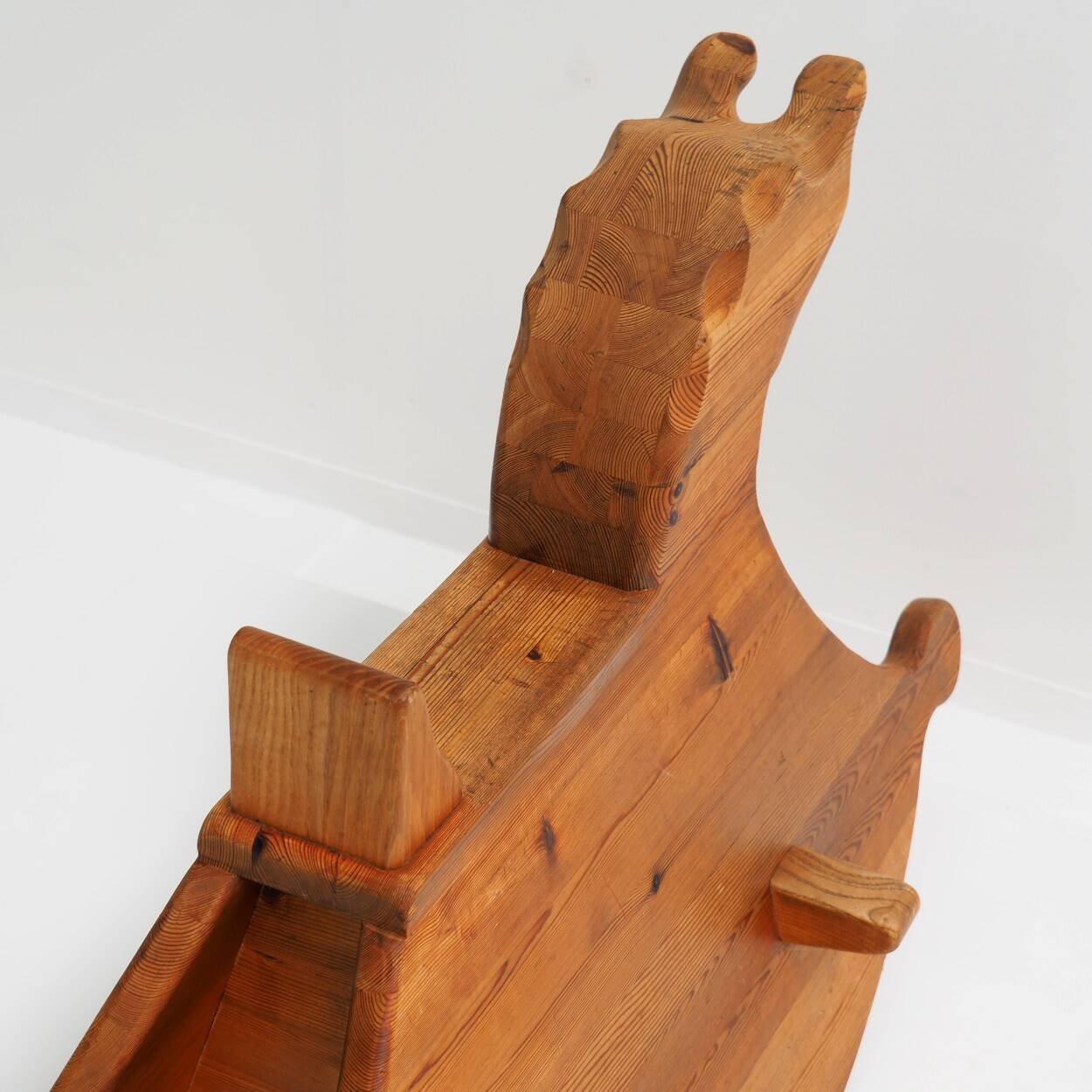 1970s Rocking Horse in Solid Pine Wood, Children’s Toy