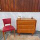 Commode vintage bois, galon blanc