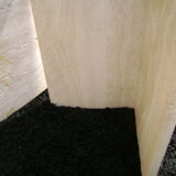 Oval coffee table in travertine italy from the 1970s