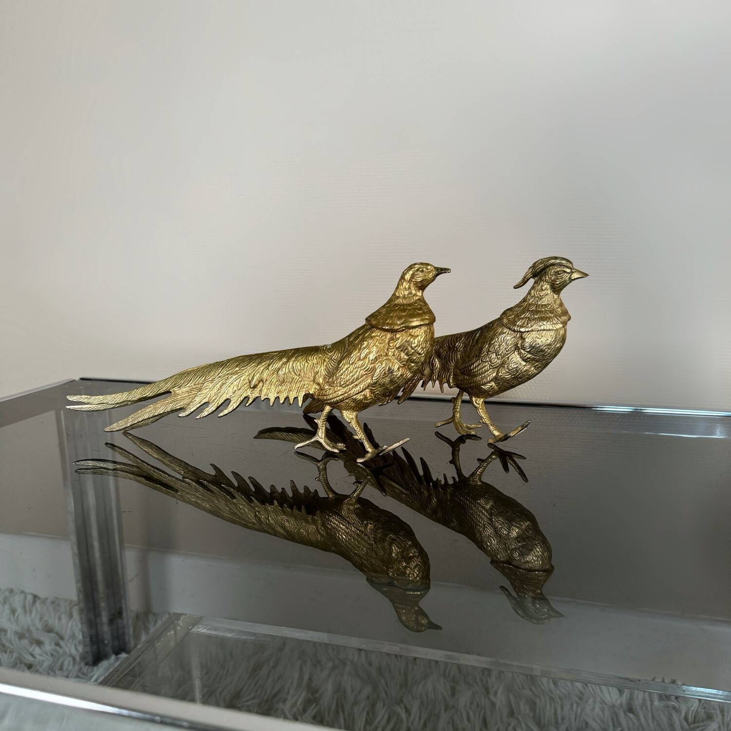 Decorative brass pheasants from the 70s (X2)