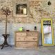 Antique solid wood chest of drawers – 4 drawers – golden brass shell handles
