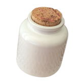 Old glazed stoneware mustard pot with cork stopper