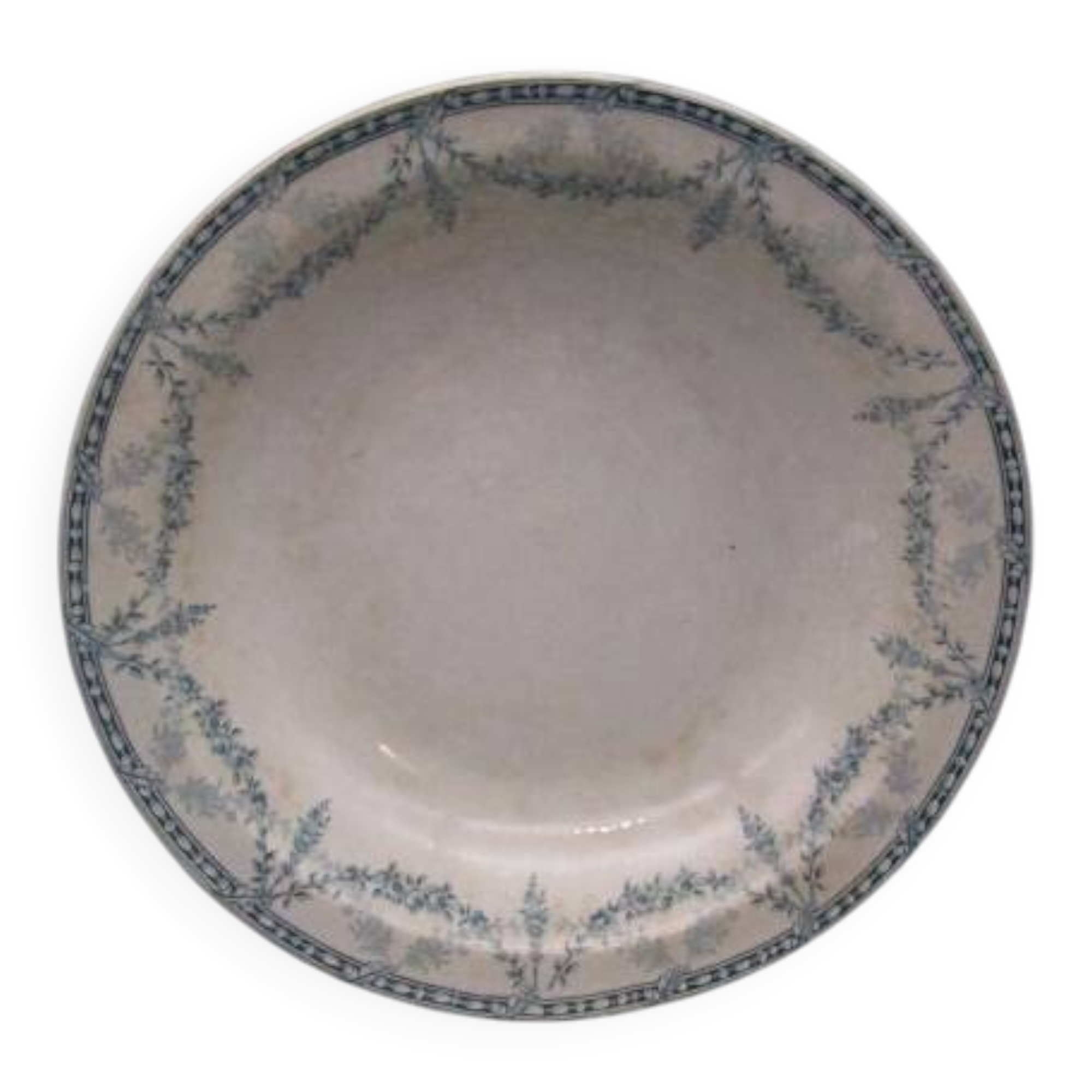 Antique shallow dish in creil montereau earthenware, mignon model.